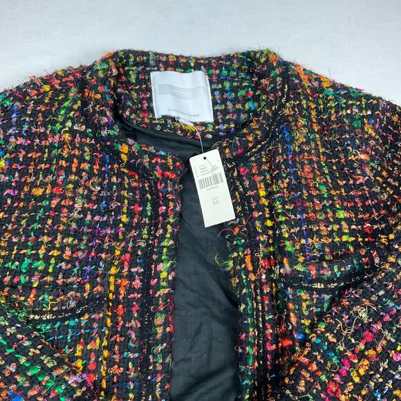 Anthropologie Ett Twa  Berwyn Tweed Jacket Colorful Open Front 3/4 Sleeve XS NEW - Picture 4 of 13